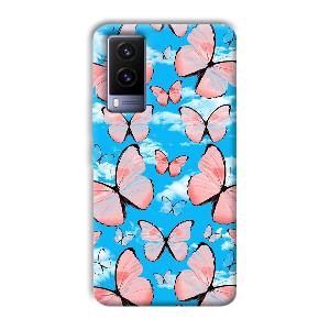 Pink Butterflies Phone Customized Printed Back Cover for Vivo V21e