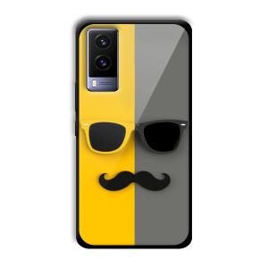 Yellow and Grey Sunglass Customized Printed Glass Back Cover for Vivo V21e
