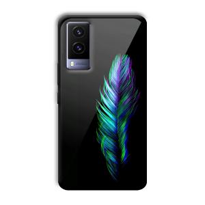Neon Feather Customized Printed Glass Back Cover for Vivo V21e