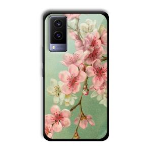 Pink Flowers Customized Printed Glass Back Cover for Vivo V21e