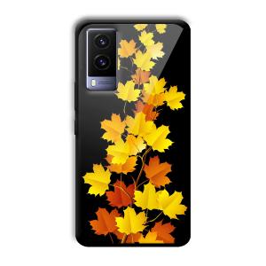 Golden Leaves Customized Printed Glass Back Cover for Vivo V21e