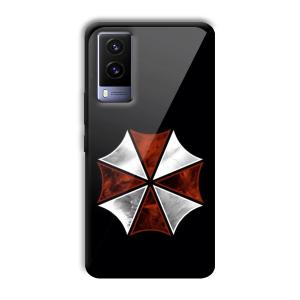 Red and Silver Customized Printed Glass Back Cover for Vivo V21e