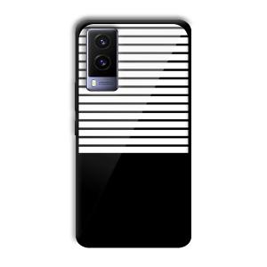 White and Black Stripes Customized Printed Glass Back Cover for Vivo V21e