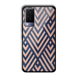 Gold and Blue Customized Printed Glass Back Cover for Vivo V21e