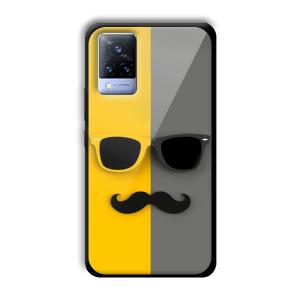 Yellow and Grey Sunglass Customized Printed Glass Back Cover for Vivo V21