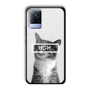 UGH Irritated Cat Customized Printed Glass Back Cover for Vivo V21