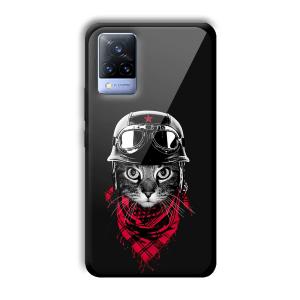 Rider Cat Customized Printed Glass Back Cover for Vivo V21