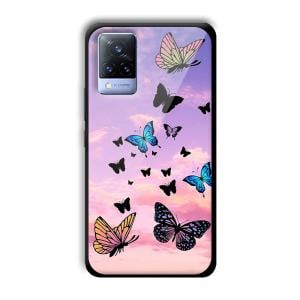 Butterflies Customized Printed Glass Back Cover for Vivo V21