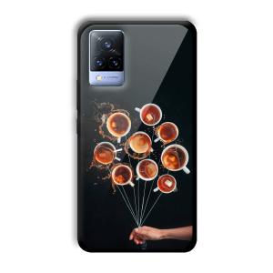 Coffee Cups Customized Printed Glass Back Cover for Vivo V21