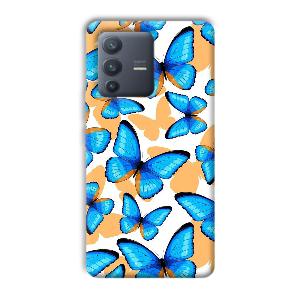 Blue Butterflies Phone Customized Printed Back Cover for Vivo V23 Pro