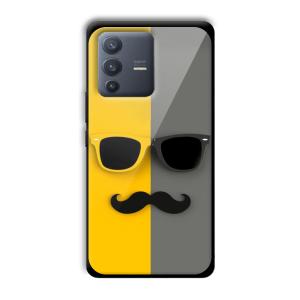 Yellow and Grey Sunglass Customized Printed Glass Back Cover for Vivo V23 Pro