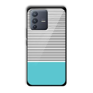 Cyan Stripes Customized Printed Glass Back Cover for Vivo V23 Pro