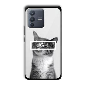 UGH Irritated Cat Customized Printed Glass Back Cover for Vivo V23 Pro