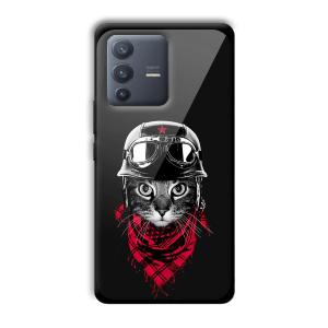 Rider Cat Customized Printed Glass Back Cover for Vivo V23 Pro