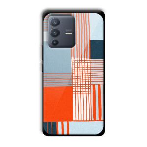 Orange Stripes Customized Printed Glass Back Cover for Vivo V23 Pro
