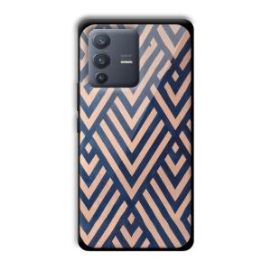 Gold and Blue Customized Printed Glass Back Cover for Vivo V23 Pro