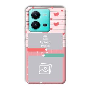 Pink Hearts Customized Printed Back Cover for Vivo V25 5G