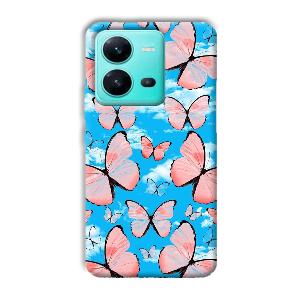 Pink Butterflies Phone Customized Printed Back Cover for Vivo V25 5G