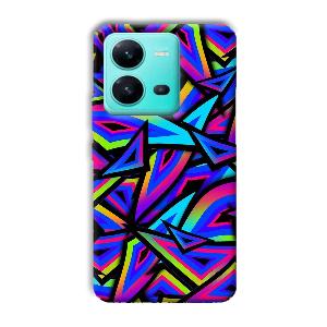 Blue Triangles Phone Customized Printed Back Cover for Vivo V25 5G