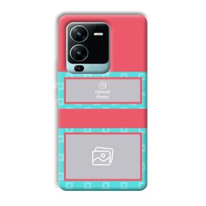 Blue Pink Customized Printed Back Cover for Vivo V25 Pro