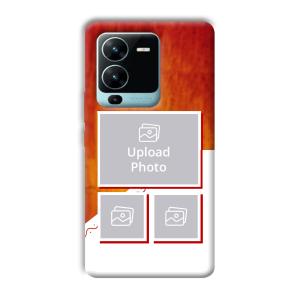 Red White Background Customized Printed Back Cover for Vivo V25 Pro