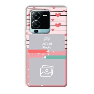 Pink Hearts Customized Printed Back Cover for Vivo V25 Pro