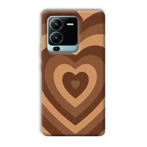 Brown Hearts Phone Customized Printed Back Cover for Vivo V25 Pro