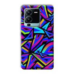 Blue Triangles Phone Customized Printed Back Cover for Vivo V25 Pro