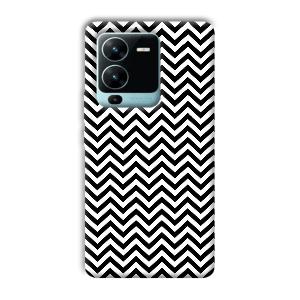 Black White Zig Zag Phone Customized Printed Back Cover for Vivo V25 Pro