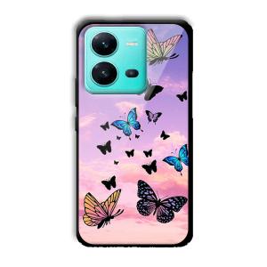 Butterflies Customized Printed Glass Back Cover for Vivo V25 5G