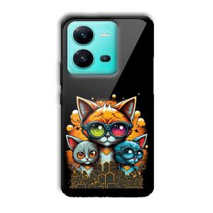 Cats Customized Printed Glass Back Cover for Vivo V25 5G
