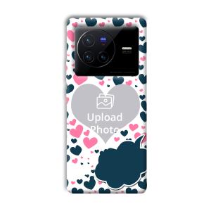 Blue & Pink Hearts Customized Printed Back Cover for Vivo X80