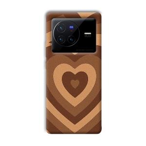 Brown Hearts Phone Customized Printed Back Cover for Vivo X80 Pro