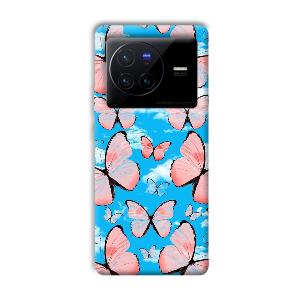Pink Butterflies Phone Customized Printed Back Cover for Vivo X80