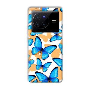 Blue Butterflies Phone Customized Printed Back Cover for Vivo X80