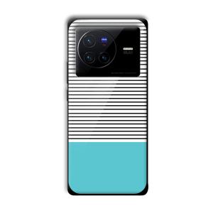 Cyan Stripes Customized Printed Glass Back Cover for Vivo X80 Pro