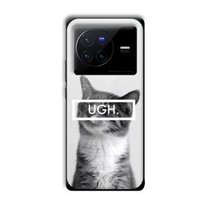 UGH Irritated Cat Customized Printed Glass Back Cover for Vivo X80