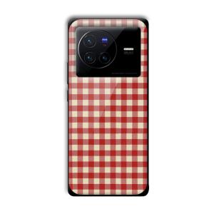 Red Checks Customized Printed Glass Back Cover for Vivo X80 Pro