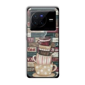 Coffee Design Customized Printed Glass Back Cover for Vivo X80