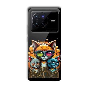 Cats Customized Printed Glass Back Cover for Vivo X80