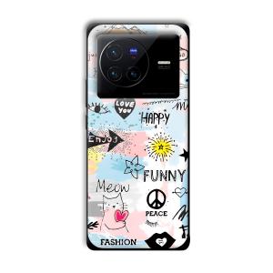 Illustrations Customized Printed Glass Back Cover for Vivo X80