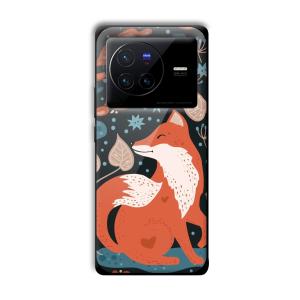 Cute Fox Customized Printed Glass Back Cover for Vivo X80 Pro