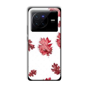 Red Leaves Customized Printed Glass Back Cover for Vivo X80