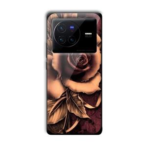 Brown Rose Customized Printed Glass Back Cover for Vivo X80 Pro