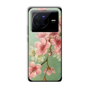 Pink Flowers Customized Printed Glass Back Cover for Vivo X80 Pro