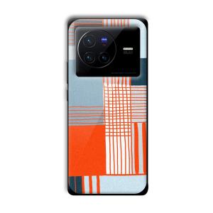 Orange Stripes Customized Printed Glass Back Cover for Vivo X80
