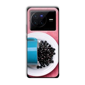 Coffee Beans Customized Printed Glass Back Cover for Vivo X80