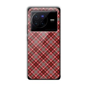 Red Checks Customized Printed Glass Back Cover for Vivo X80
