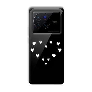 Little White Hearts Customized Printed Glass Back Cover for Vivo X80 Pro
