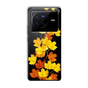 Golden Leaves Customized Printed Glass Back Cover for Vivo X80 Pro